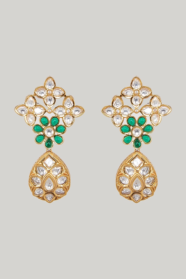 Gold Plated Kundan Polki & Pearl Necklace Set by Zevar By Geeta at Pernia's Pop Up Shop