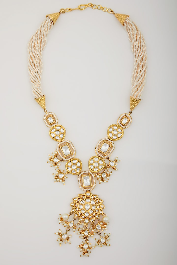 Gold Plated Diamond Choker Necklace Set by Zevar By Geeta