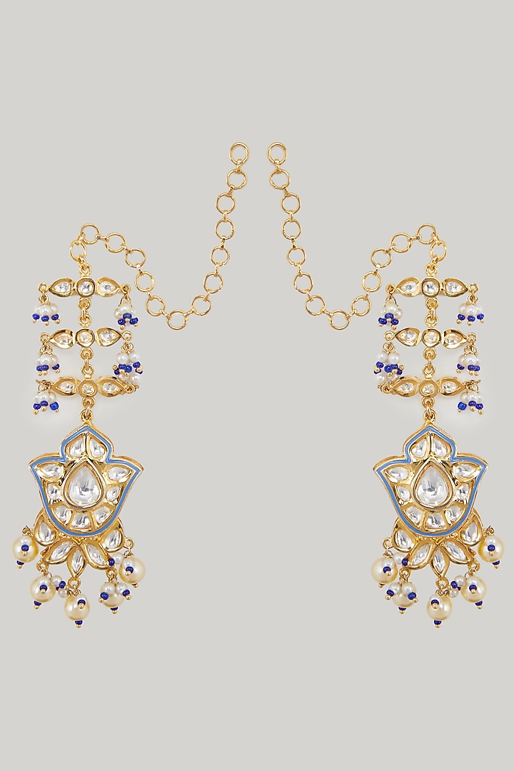 Gold Plated Meenakari Earrings by Zevar By Geeta
