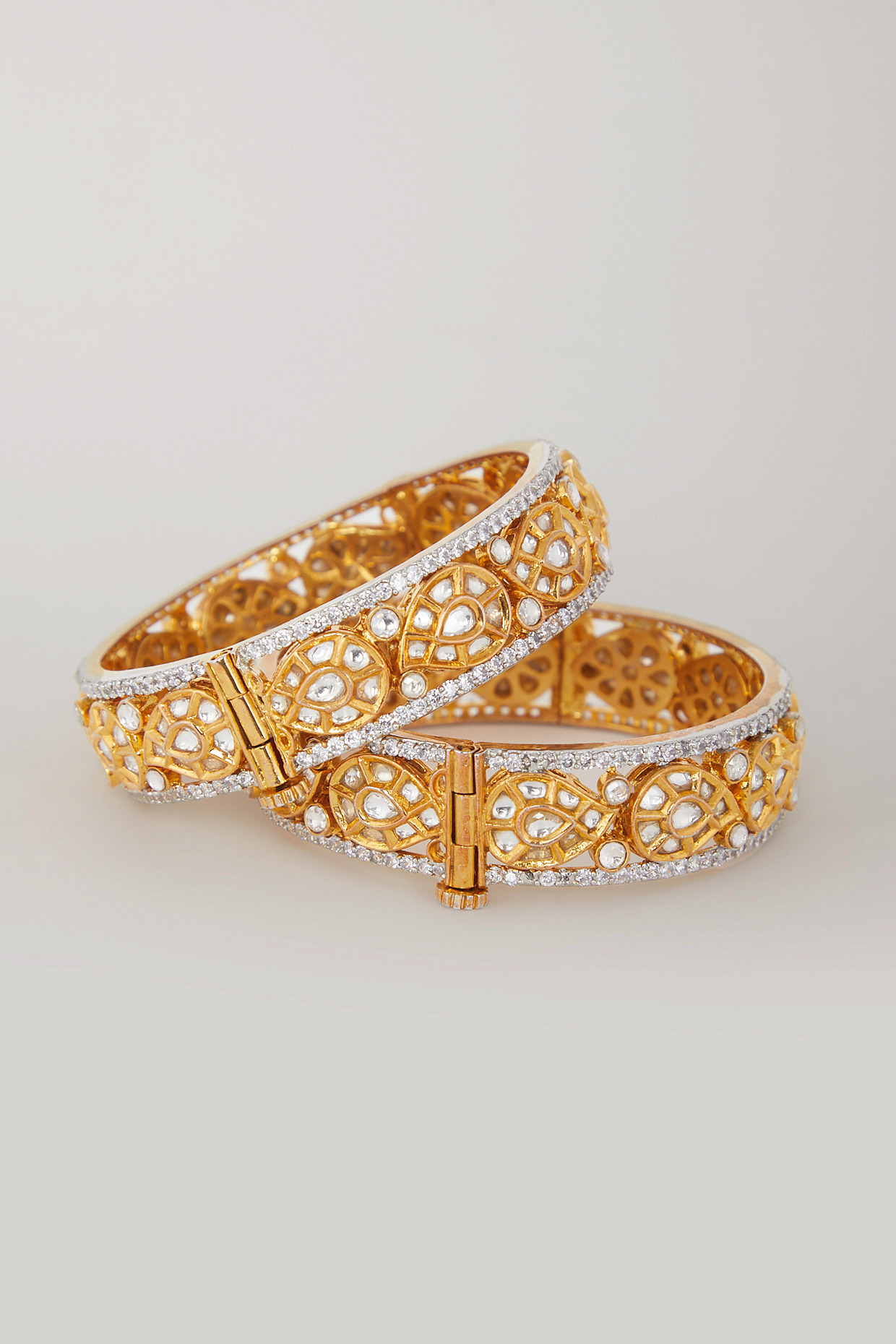Gold Plated Paisley Motif Bangles by Zevar By Geeta