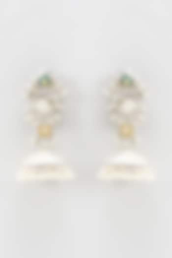 Oxidized Finish Colored Stone & Pearl Jhumka Earrings by Zevar by Geeta at Pernia's Pop Up Shop