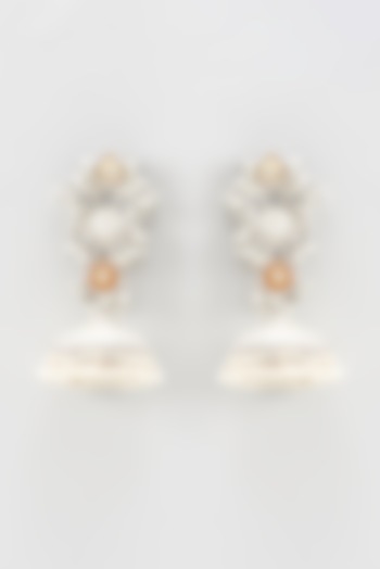 Oxidized Finish Pearl & Stone Jhumka Earrings by Zevar by Geeta at Pernia's Pop Up Shop