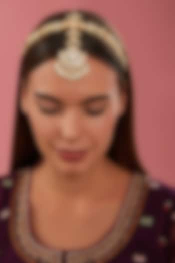 Gold Finish Kundan Polki Mathapatti by Zevar By Geeta at Pernia's Pop Up Shop