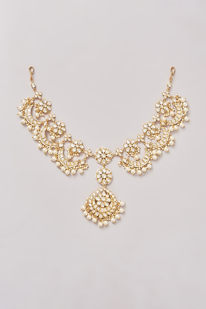 Gold Finish Kundan Polki Mathapatti by Zevar By Geeta at Pernia's Pop Up Shop