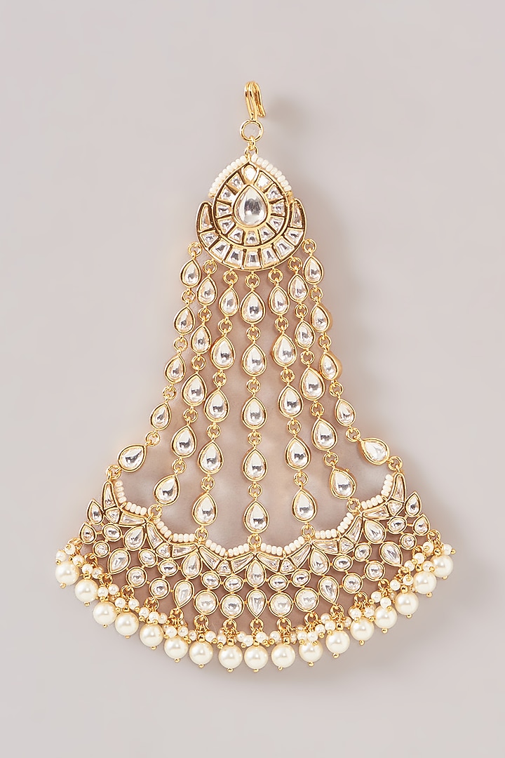 Gold Plated Kundan Polki Pasa by Zevar By Geeta at Pernia's Pop Up Shop