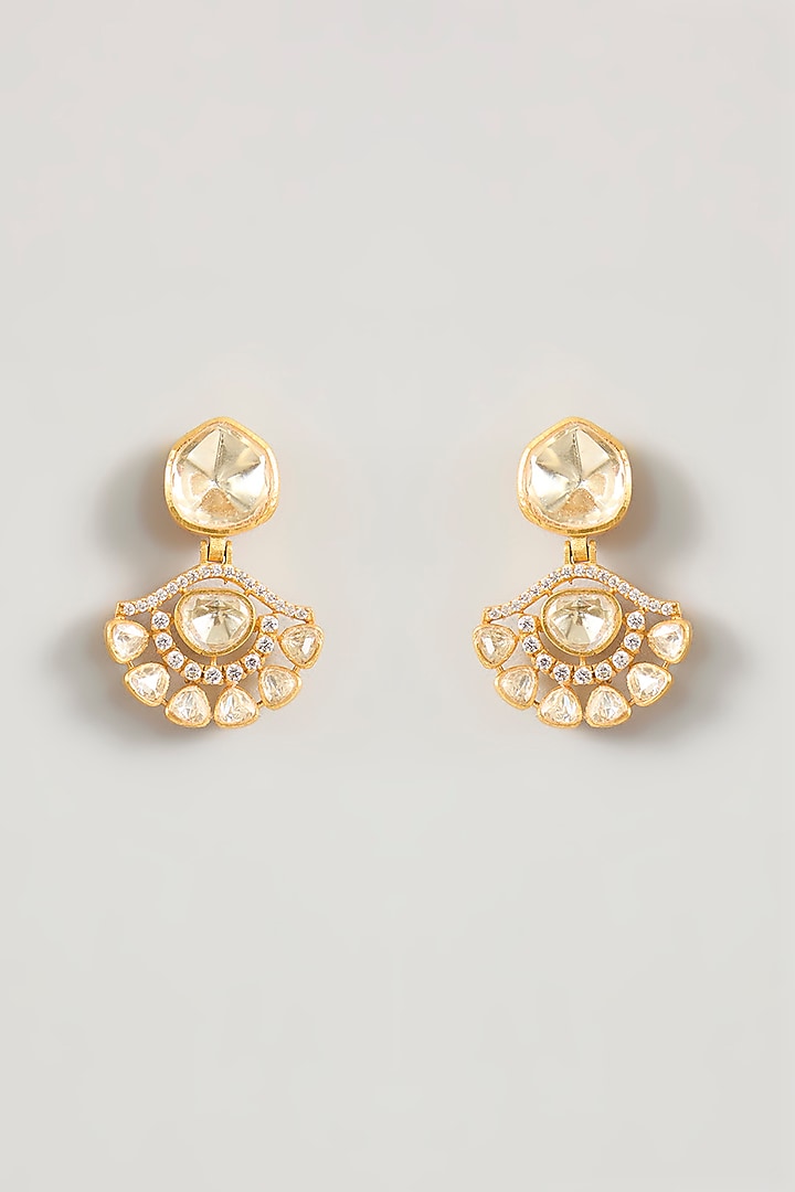 Gold Finish Moissanite Stone Necklace Set by Zevar By Geeta at Pernia's Pop Up Shop