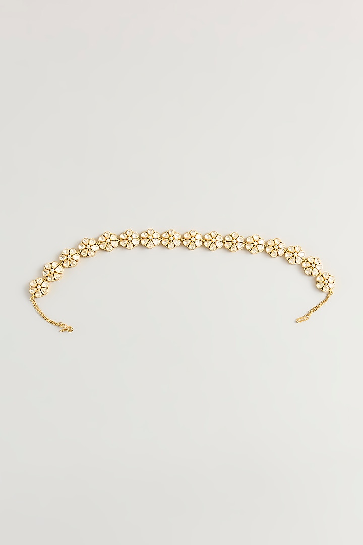 Gold Finish Moissanite Stone Sheeshpatti by Zevar By Geeta at Pernia's Pop Up Shop