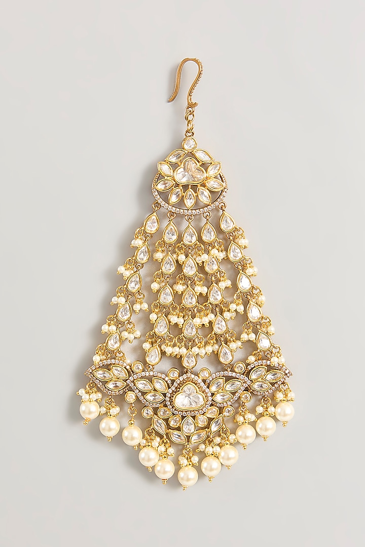 Two Tone Finish Kundan Polki & Pearl Pasa by Zevar By Geeta at Pernia's Pop Up Shop