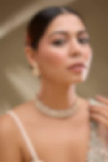 Gold Finish Kundan Polki Necklace Set by Zevar By Geeta at Pernia's Pop Up Shop