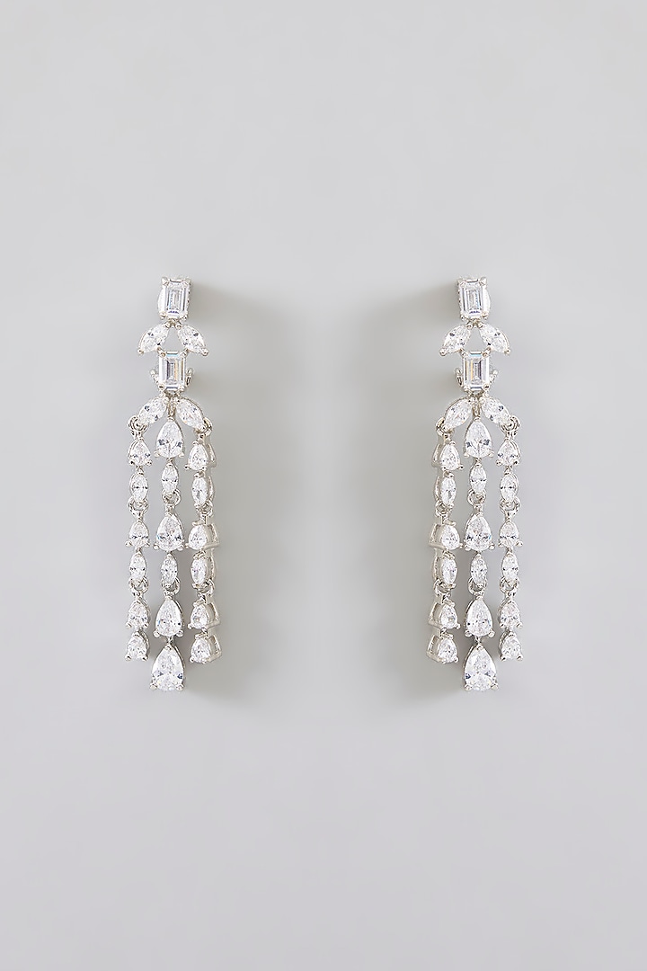 White Finish Diamond Necklace Set by Zevar By Geeta at Pernia's Pop Up Shop