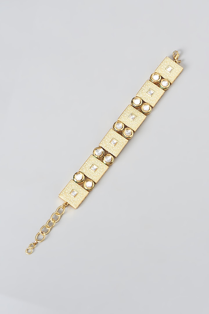 Gold Plated Kundan Polki Bracelet by Zevar by Geeta