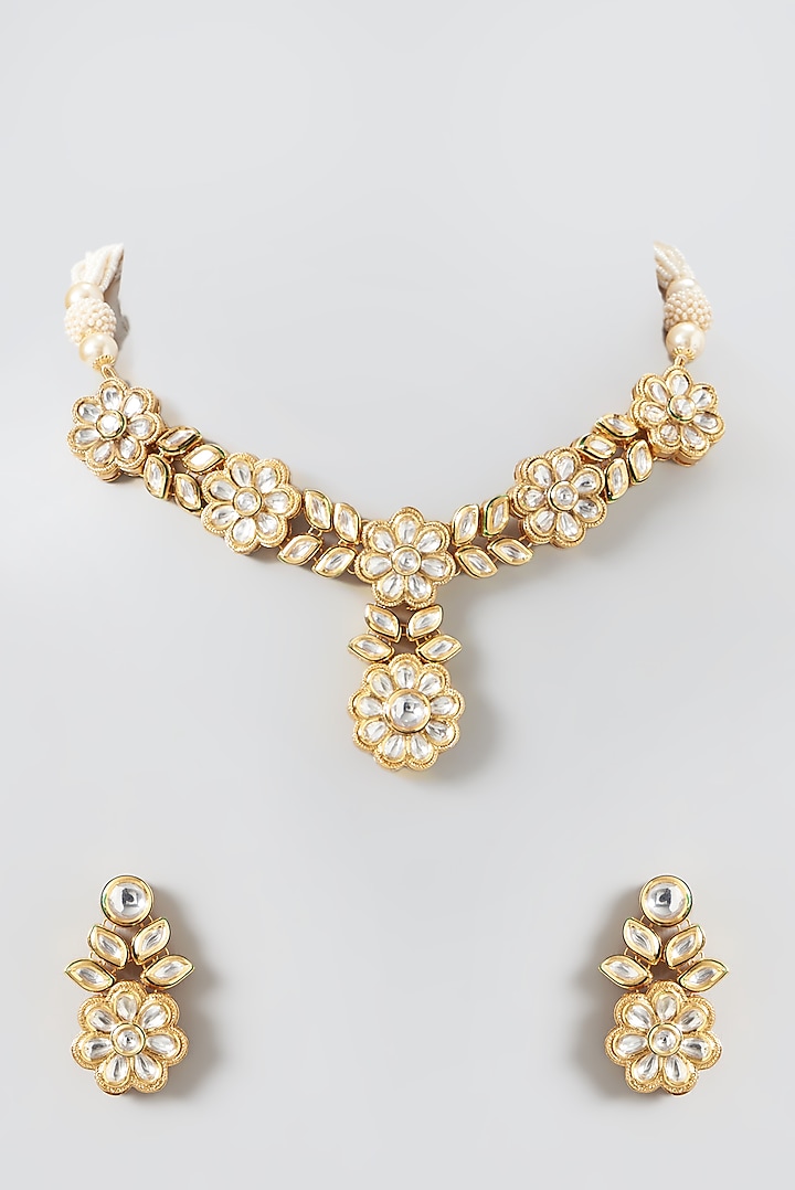 Gold Plated Kundan Polki Necklace Set Design by Zevar by Geeta at ...