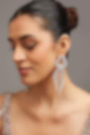 White Finish Zircon Dangler Earrings by Zevar by Geeta at Pernia's Pop Up Shop