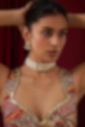 Gold Finish Kundan Polki & Pearl Choker Necklace Set by Zevar by Geeta at Pernia's Pop Up Shop