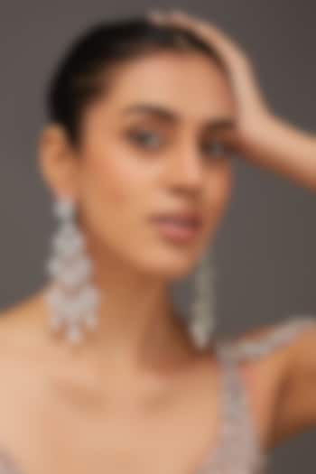 White Finish Zircon Dangler Earrings by Zevar by Geeta at Pernia's Pop Up Shop