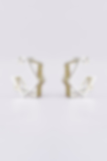 White Finish Zircon Hoop Earrings by Zevar by Geeta at Pernia's Pop Up Shop