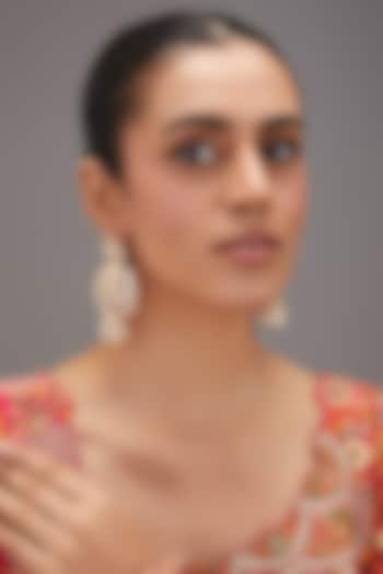 Gold Finish Kundan Polki & Pearl Dangler Earrings by Zevar By Geeta at Pernia's Pop Up Shop