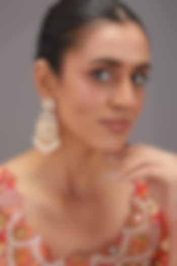 Gold Finish Kundan Polki & Pearl Dangler Earrings by Zevar By Geeta at Pernia's Pop Up Shop