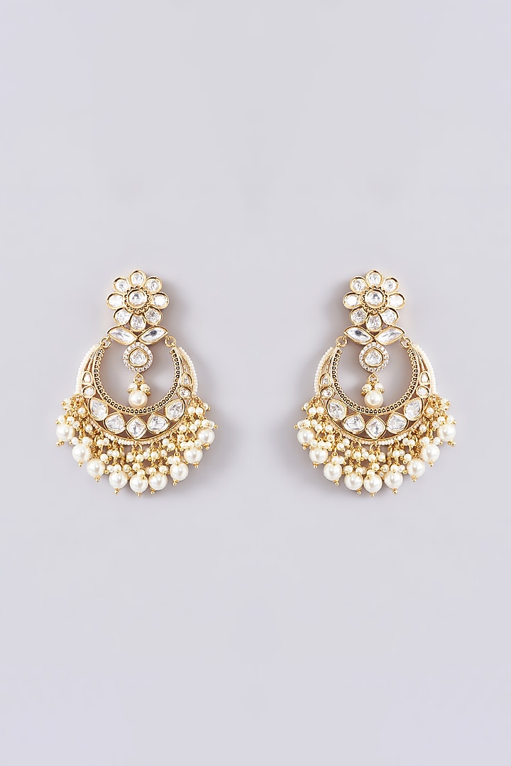 Gold Plated Kundan Polki & Pearl Necklace Set by Zevar By Geeta at Pernia's Pop Up Shop