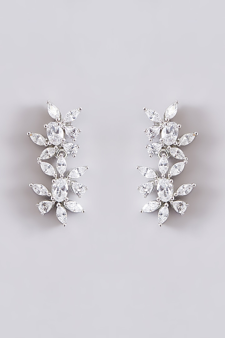 White Finish Zircon Necklace Set by Zevar By Geeta at Pernia's Pop Up Shop