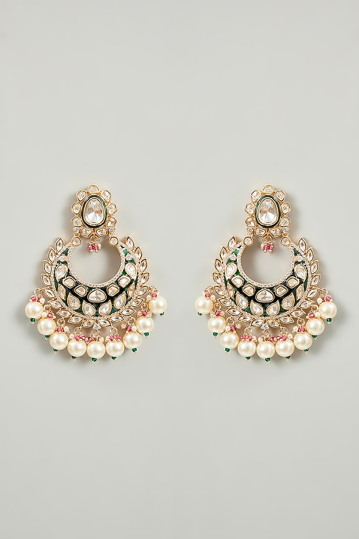Gold Finish Kundan Polki & Pink Stone Necklace Set by Zevar By Geeta at Pernia's Pop Up Shop