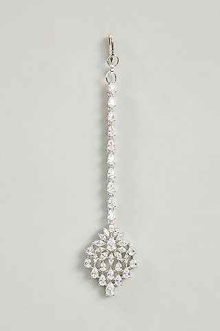 White Finish Diamond Maangtikka by Zevar By Geeta