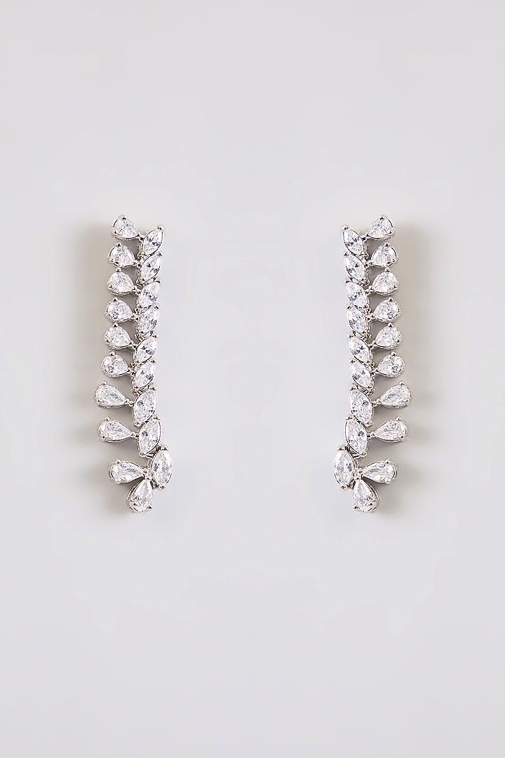 White Finish Diamond Necklace Set by Zevar By Geeta at Pernia's Pop Up Shop