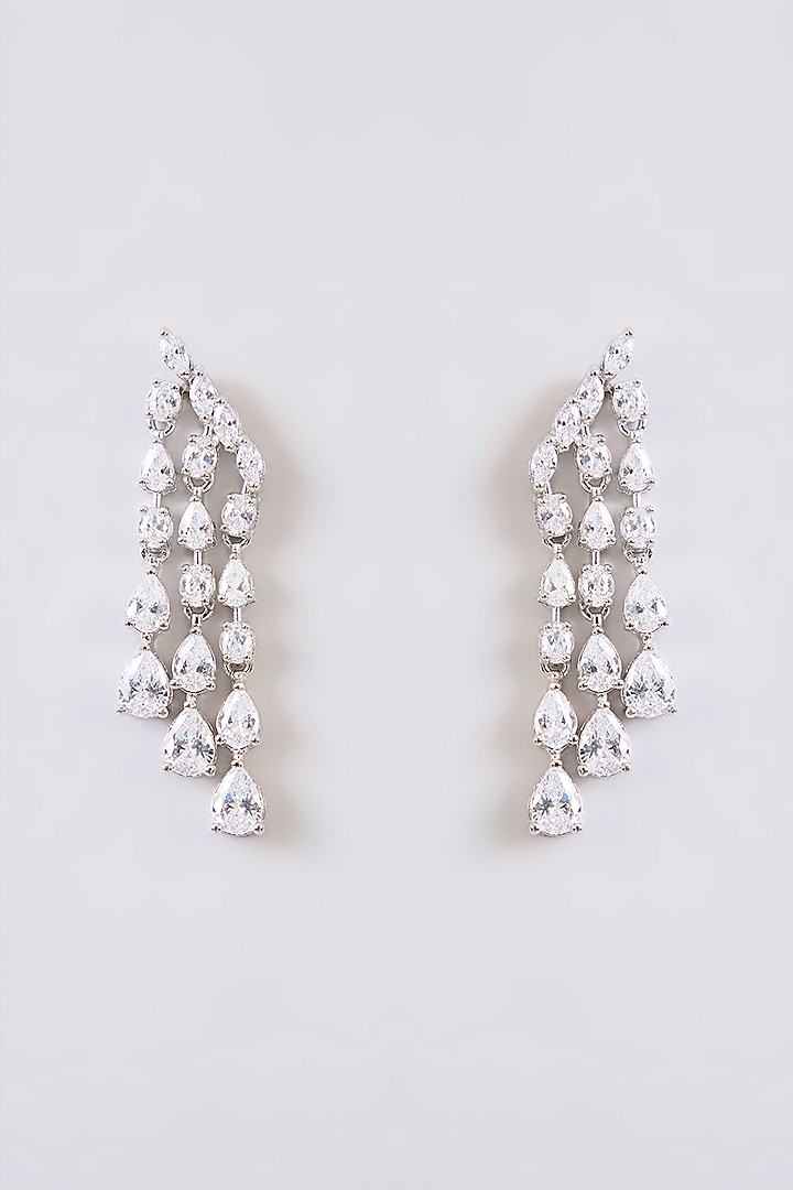 White Finish Diamond Necklace Set by Zevar By Geeta at Pernia's Pop Up Shop
