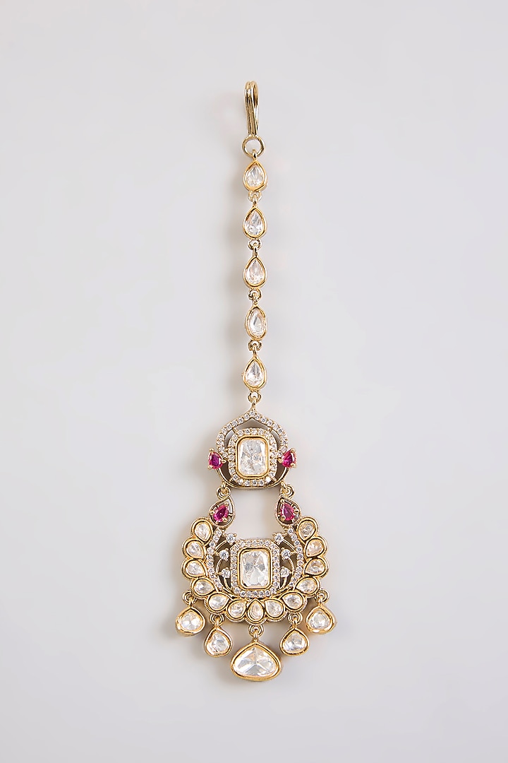 Two Tone Finish Kundan Polki Choker Necklace Set by Zevar By Geeta at Pernia's Pop Up Shop