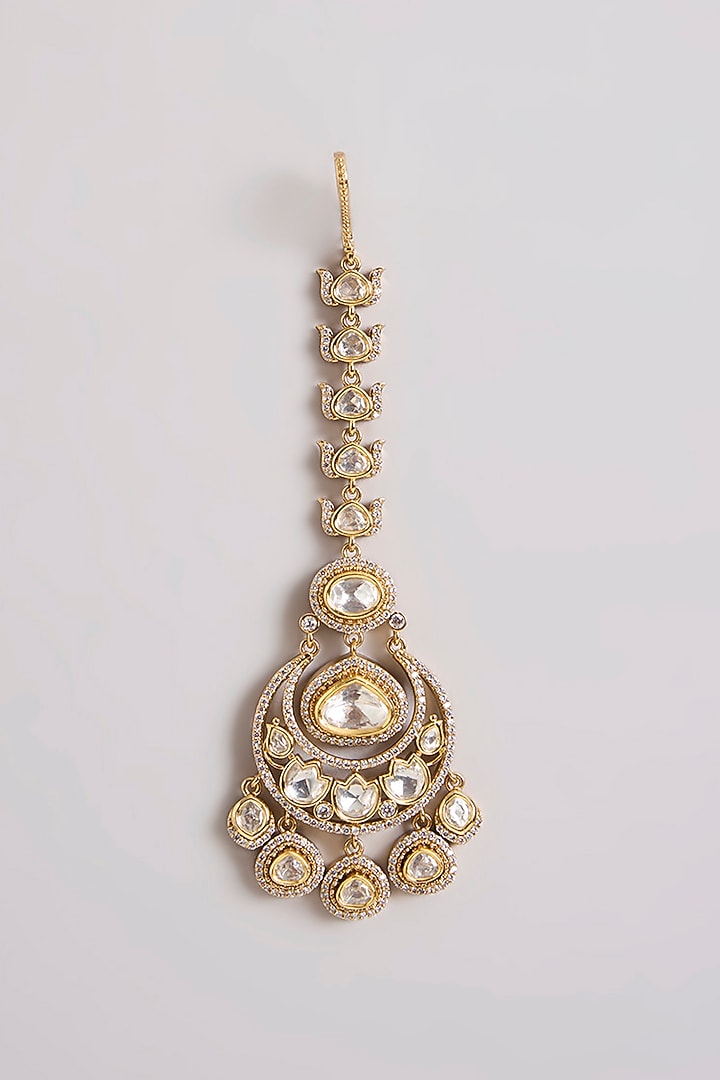 Two-Tone Finish Kundan Polki Choker Necklace Set by Zevar By Geeta at Pernia's Pop Up Shop