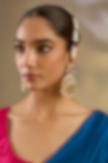 Gold Finish Multi-Colored Jadau Stone Dangler Earrings by Zevar By Geeta at Pernia's Pop Up Shop