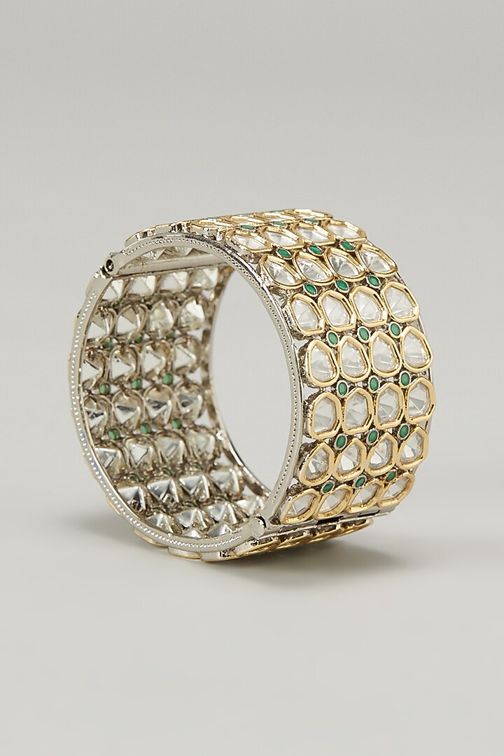 Two Tone Finish Kundan Polki Kada by Zevar by Geeta at Pernia's Pop Up Shop