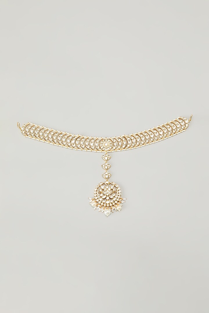 Gold Finish Kundan Polki Mathapatti by Zevar by Geeta at Pernia's Pop Up Shop
