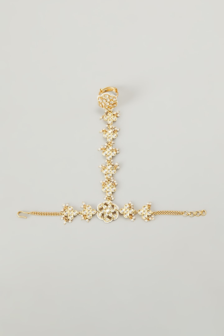 Gold Finish Kundan Polki Hathphool by Zevar by Geeta at Pernia's Pop Up Shop