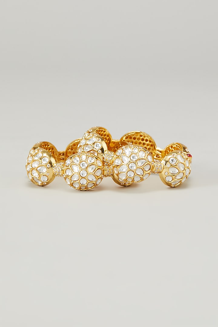 Gold Plated Kundan Polki Bangles (Set of 2) by Zevar by Geeta at Pernia's Pop Up Shop