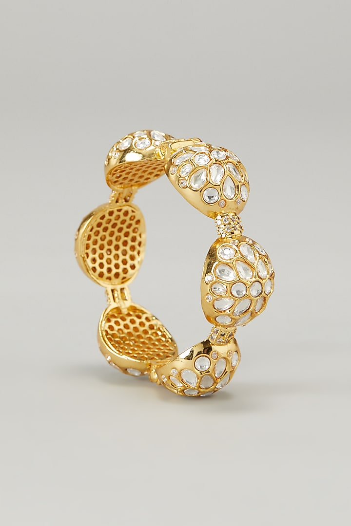 Gold Plated Kundan Polki Bangles (Set of 2) by Zevar by Geeta at Pernia's Pop Up Shop