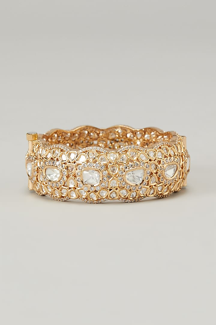 Gold Plated Kundan Polki Kada (Set of 1) by Zevar by Geeta at Pernia's Pop Up Shop