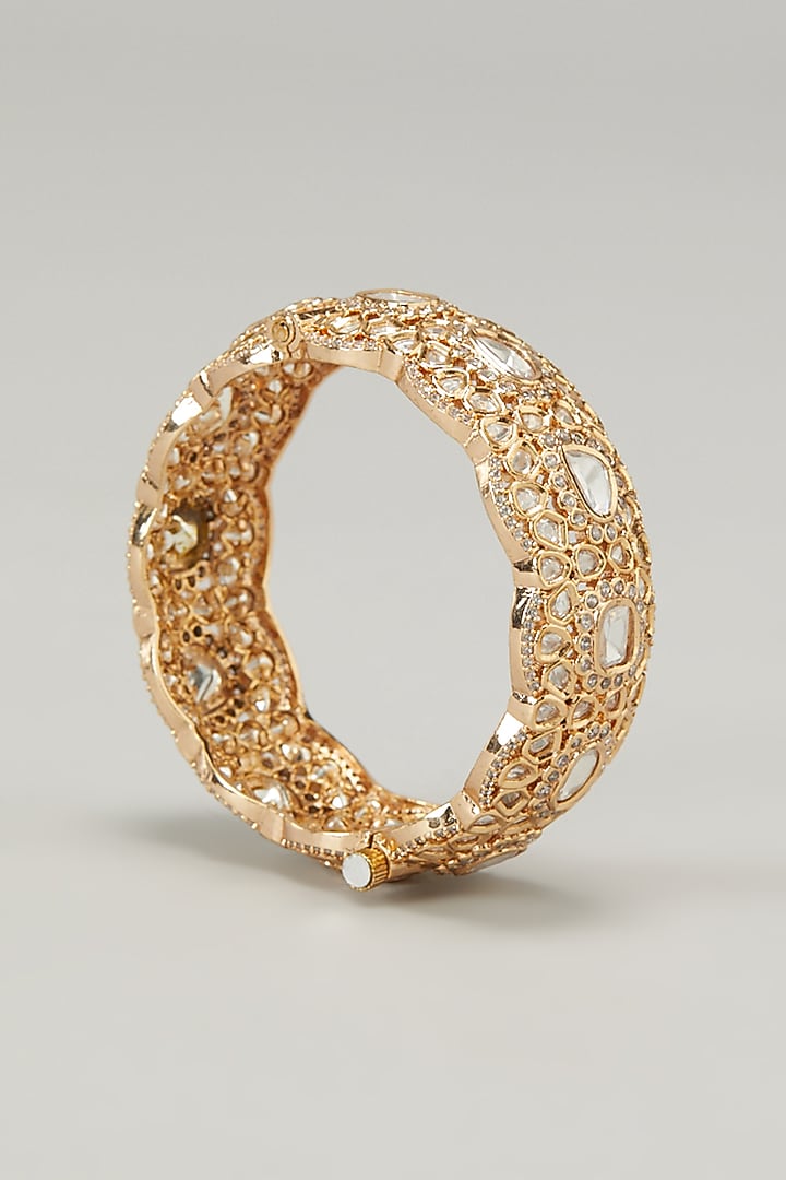 Gold Plated Kundan Polki Kada (Set of 1) by Zevar by Geeta at Pernia's Pop Up Shop