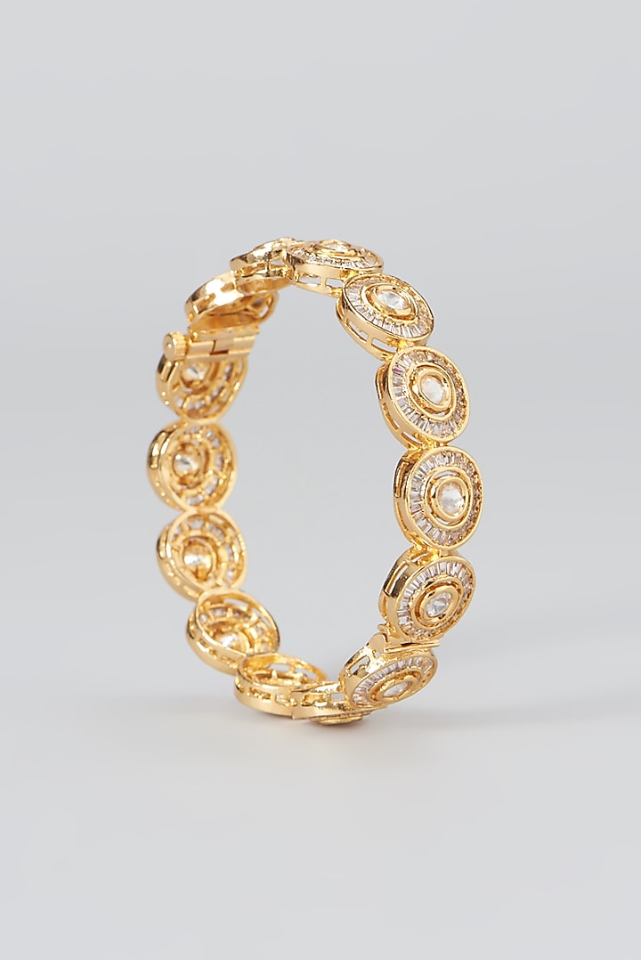 Gold Plated Kundan Polki Kadas (Set Of 2) by Zevar by Geeta at Pernia's Pop Up Shop