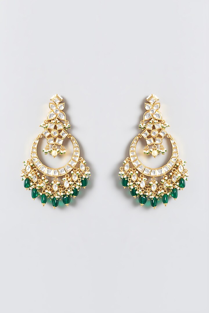 Gold Finish Kundan Polki & Pearl Necklace Set by Zevar by Geeta at Pernia's Pop Up Shop