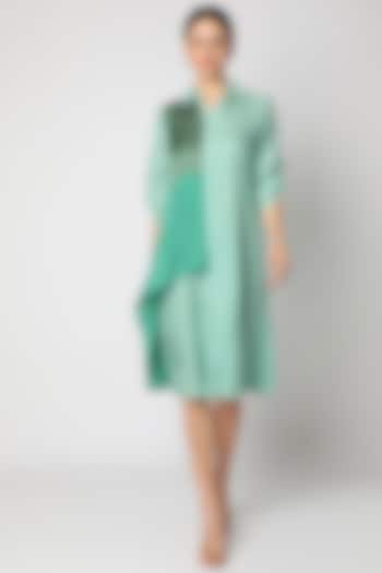 Mint Green Embroidered Summer Shirt Dress by zeel doshi thakkar at Pernia's Pop Up Shop