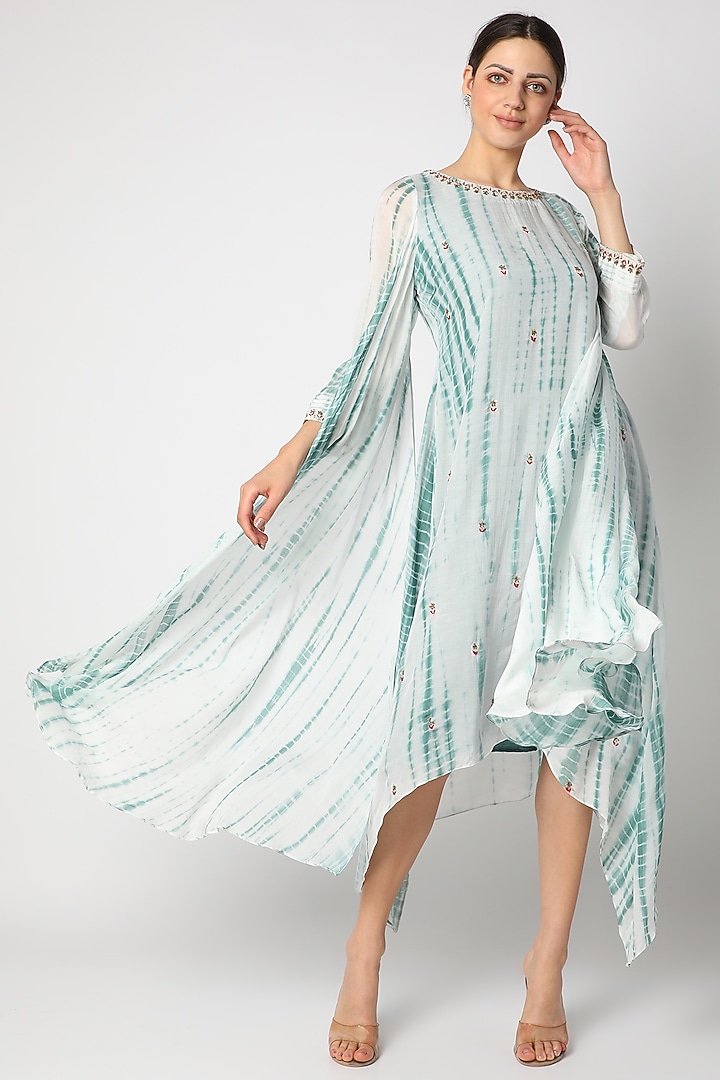 Mint Green Embroidered Tunic With Side Flaps by zeel doshi thakkar at Pernia's Pop Up Shop