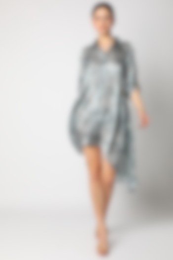 Grey Embroidered Summer Shirt Dress by zeel doshi thakkar at Pernia's Pop Up Shop