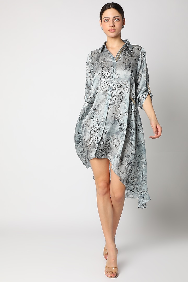 Grey Embroidered Summer Shirt Dress by zeel doshi thakkar at Pernia's Pop Up Shop