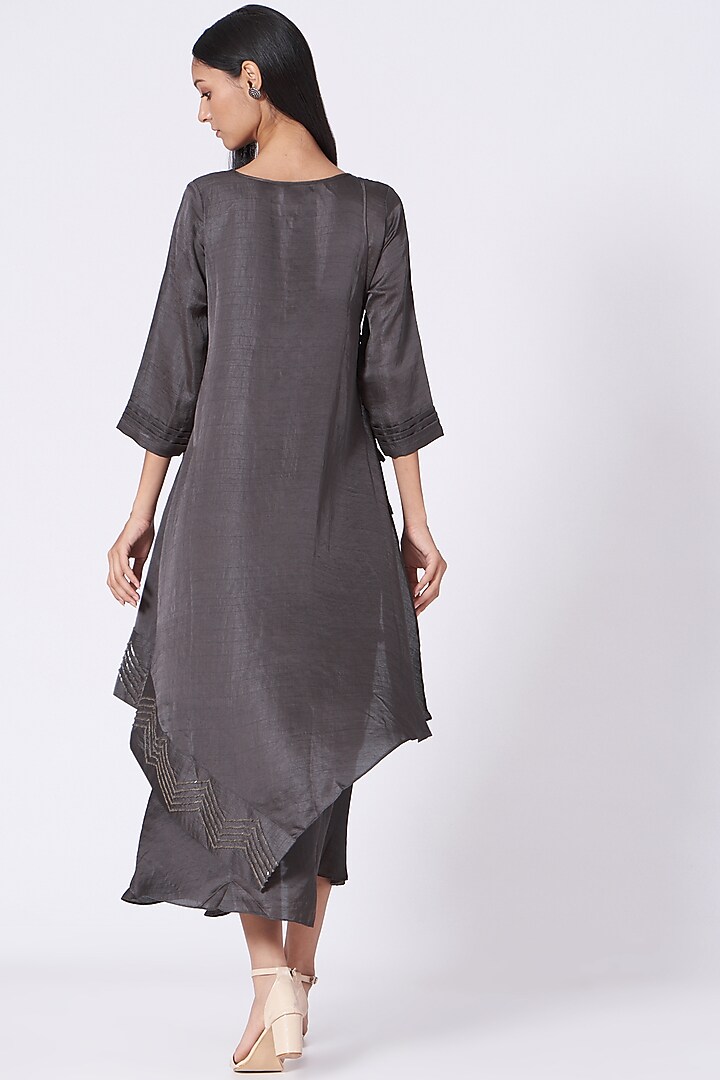Grey Linen Satin Tunic Summer Dress by zeel doshi thakkar at Pernia's Pop Up Shop