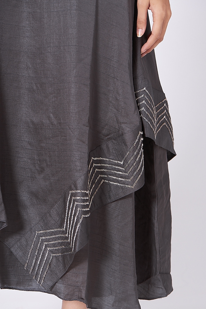 Grey Linen Satin Tunic Summer Dress by zeel doshi thakkar at Pernia's Pop Up Shop