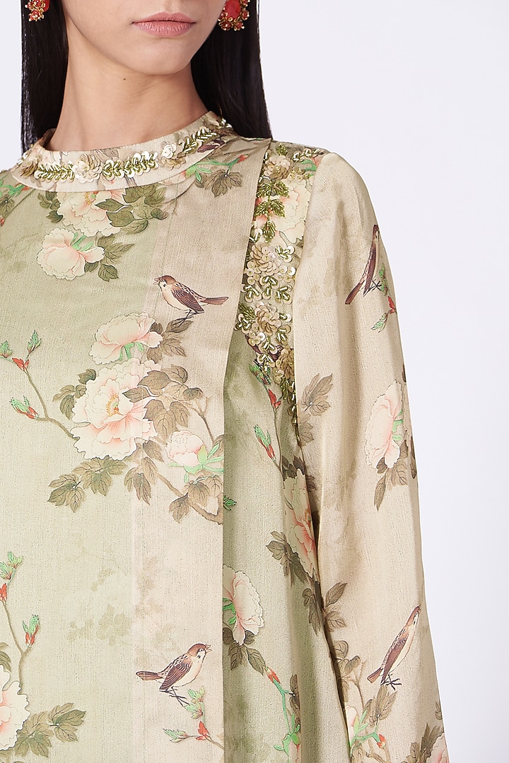 Beige Printed Tunic Summer Dress by zeel doshi thakkar at Pernia's Pop Up Shop