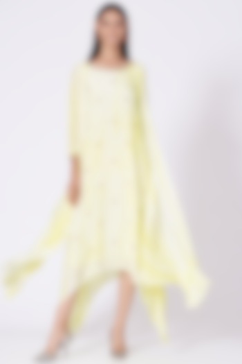 Light Yellow Embroidered Tunic Dress by zeel doshi thakkar