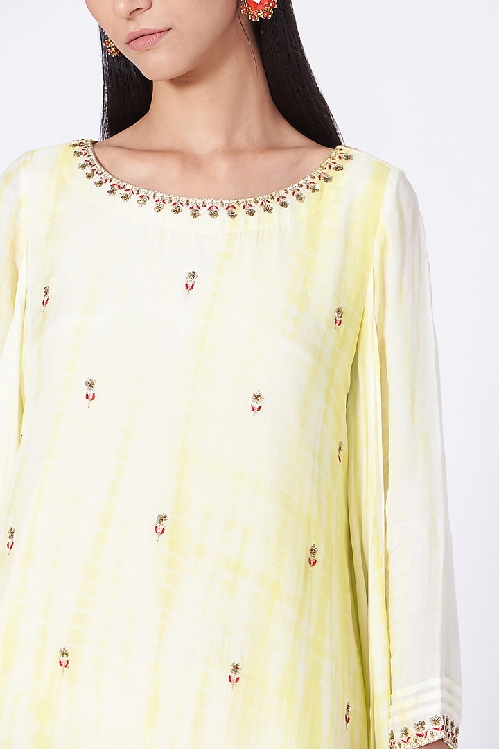 Light Yellow Embroidered Tunic Summer Dress by zeel doshi thakkar at Pernia's Pop Up Shop