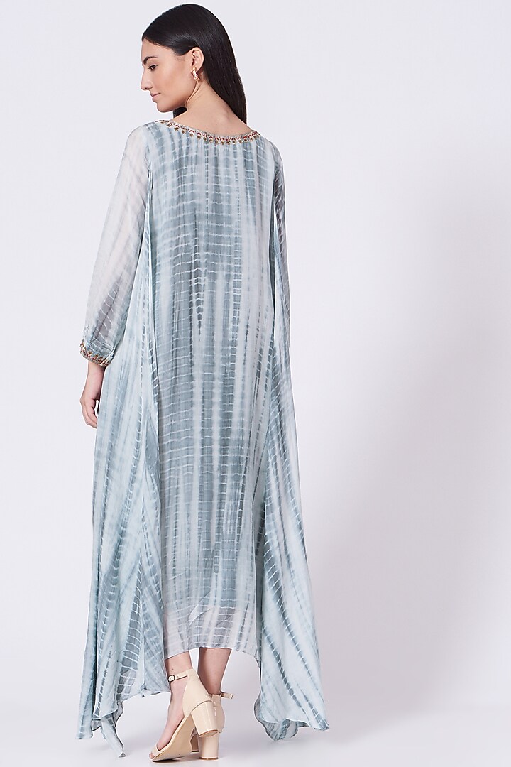 Arctic Grey Zardosi Embroidered Layered Tunic by zeel doshi thakkar at Pernia's Pop Up Shop
